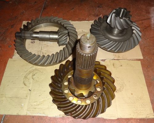 Man and various bevel gears