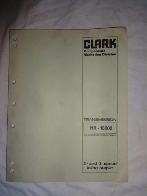 Maintenance and service manual Clark HR-18000 transmission
